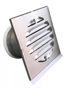 Lüftungsgitter Edelstahl Eckig mit Stutzen DN 100 mm/Länge 100 mm, Dichtung und Tropfkante